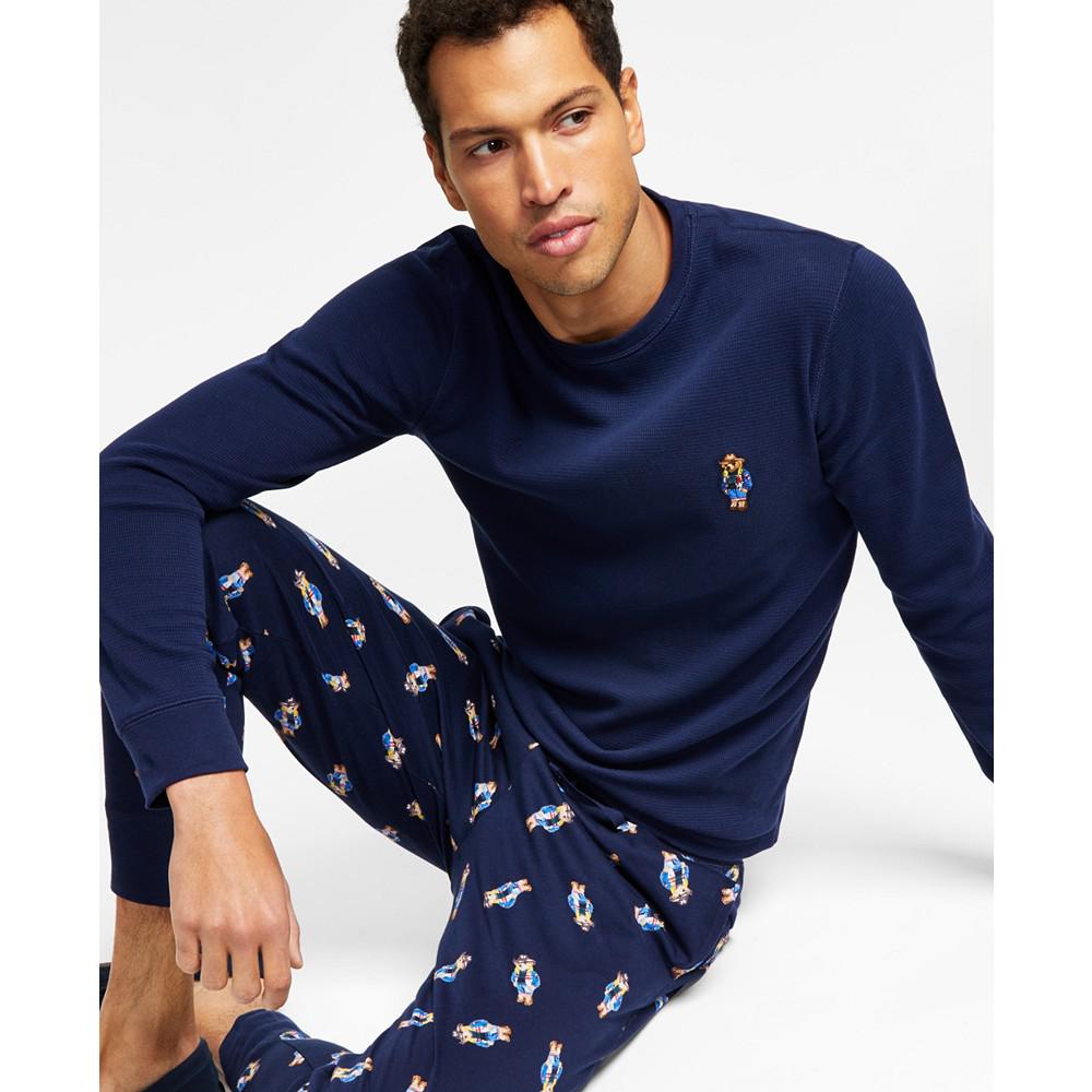 Men's Sun Valley Bear Folded Waffle Long-Sleeve Pajama Shirt商品第3张图片规格展示