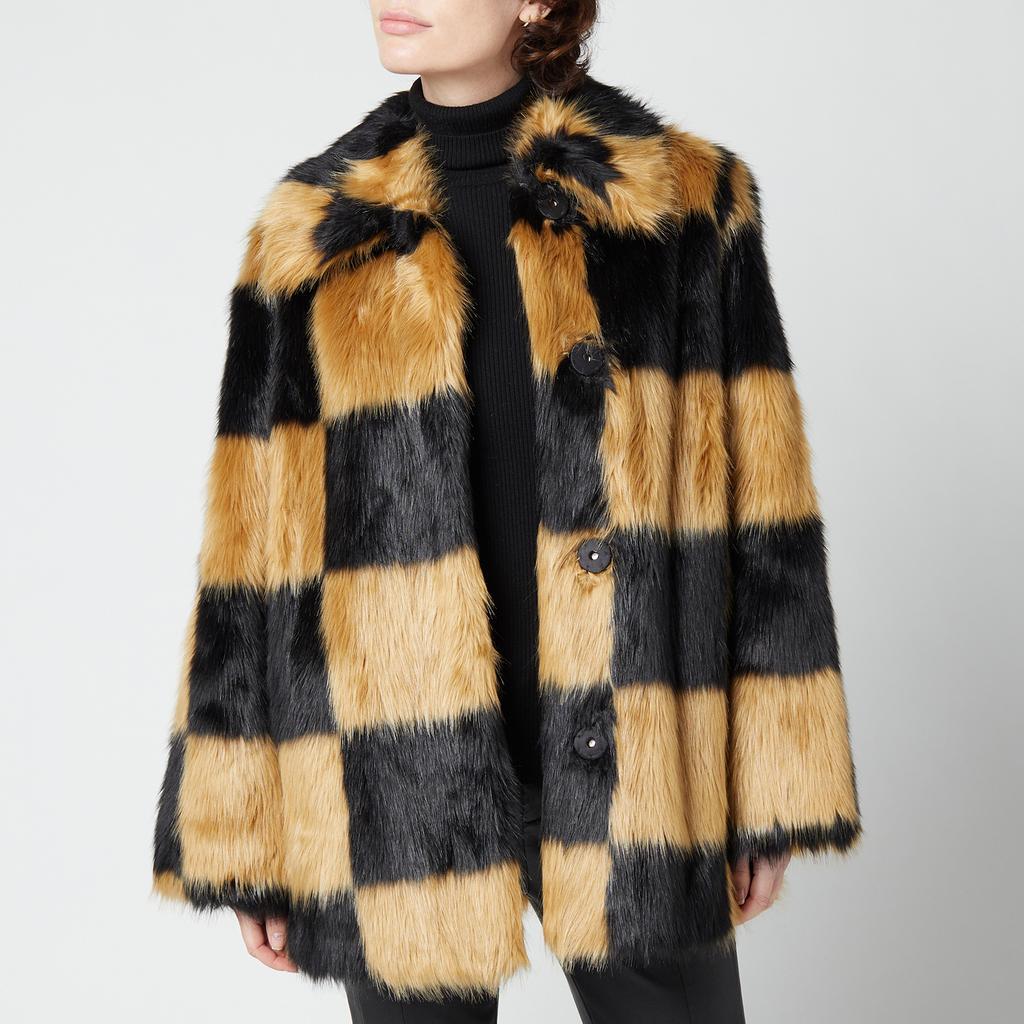 商品STAND STUDIO|Stand Studio Women's Nani Faux Fur Check Jacket - Black/Beige,价格¥3307,第1张图片