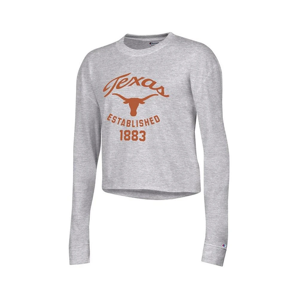 商品CHAMPION|Women's Gray Texas Longhorns Boyfriend Cropped Long Sleeve T-shirt,价格¥258,第3张图片详细描述