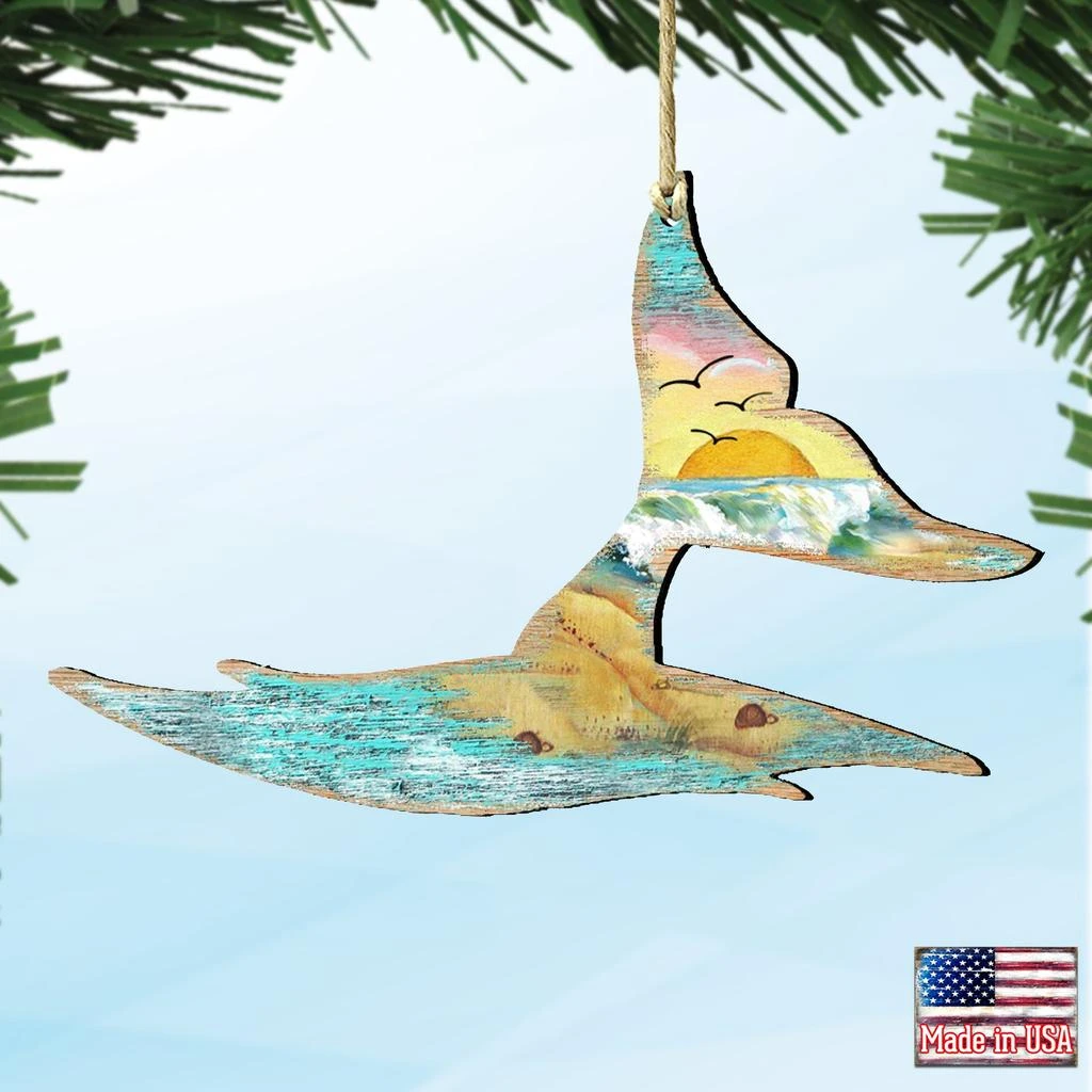 商品Designocracy|Designocracy Whales Tale - 8198535 Wooden Ornaments Set of 2,价格¥205,第1张图片