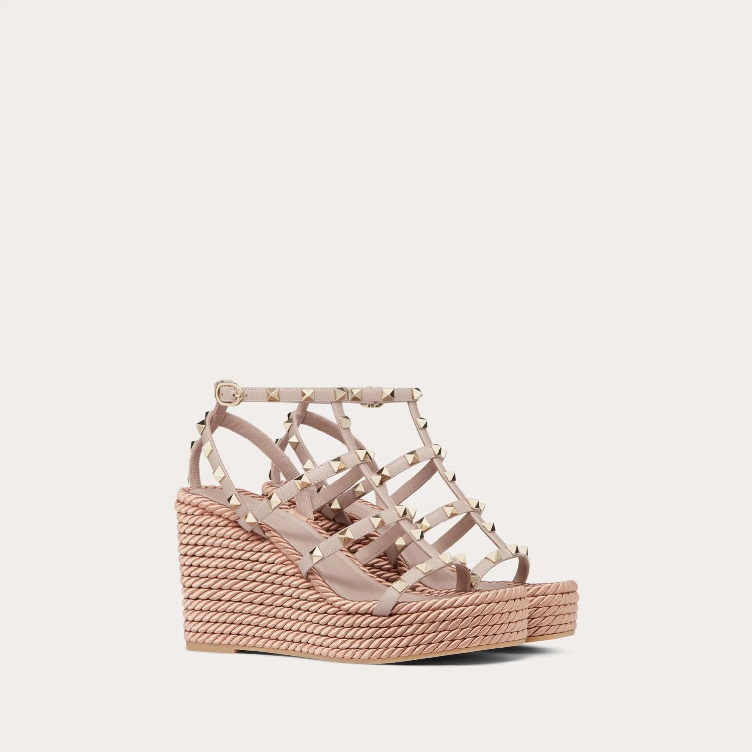 【预售】 华伦天奴 25春夏 女士 坡跟鞋 SANDALES COMPENSÉES ROCKSTUD À BRIDES EN VEAU. TALON : 95 MM 4W2S0F95BAE_P45  商品