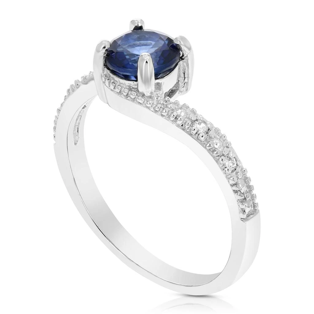 商品Vir Jewels|0.80 cttw Created Blue Sapphire Ring .925 Sterling Silver Rhodium Round 6 MM,价格¥477,第2张图片详细描述