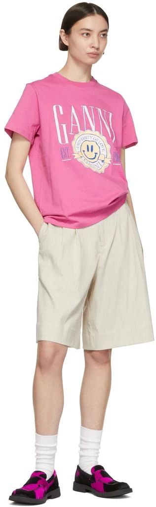商品Ganni|Pink Organic Cotton T-Shirt,价格¥465,第4张图片详细描述