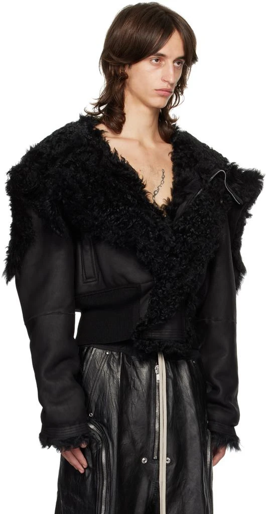 商品Rick Owens|Black Porterville Cropped Alice Reversible Shearling Bomber Jacket,价格¥21737,第2张图片详细描述