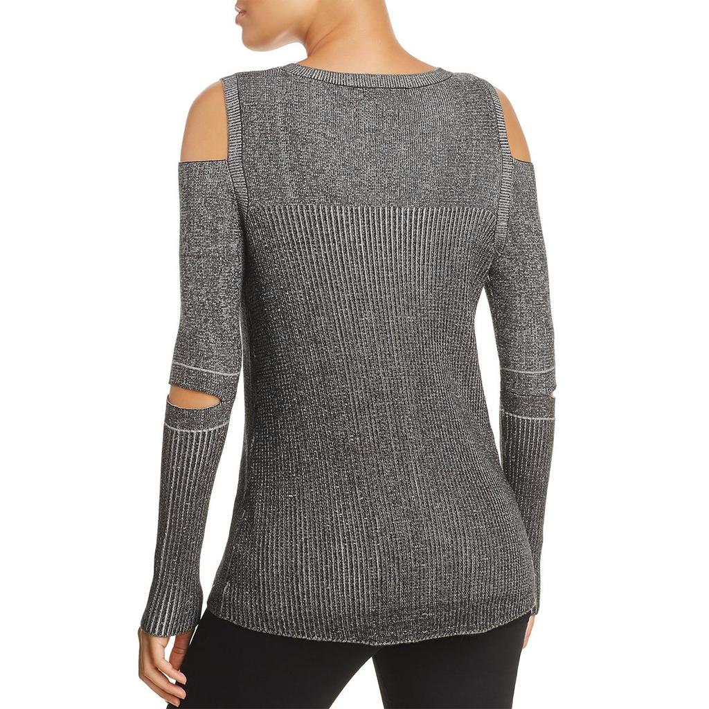 Womens Heathered Cold Shoulder Pullover Sweater商品第2张图片规格展示