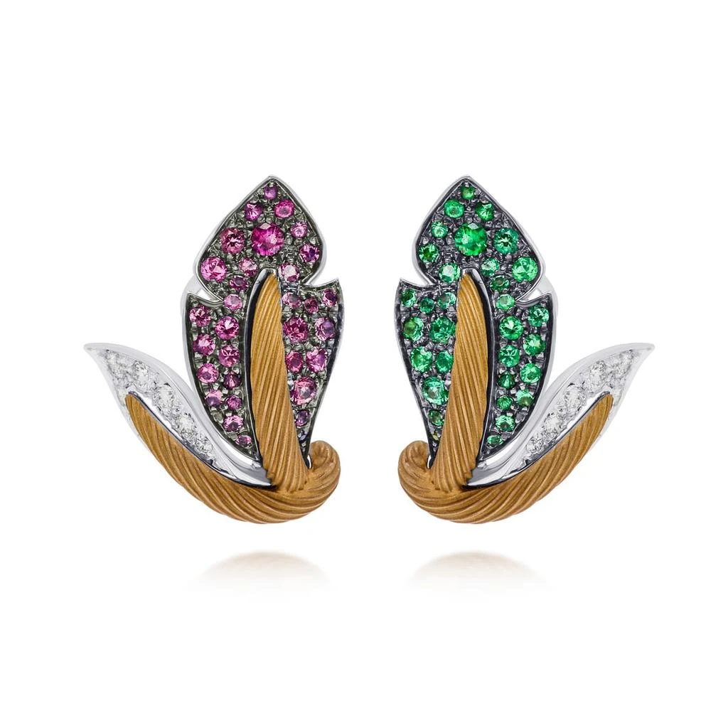 商品Mimi Milano|Mimi Milano Boutique 18K White And Yellow Gold, Sapphire And Emerald Huggie Earrings O462C8SZB,价格¥27910,第1张图片