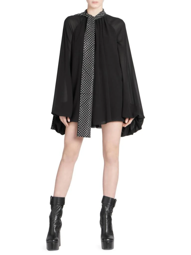 商品Yves Saint Laurent|Georgette 泡泡袖迷你连身裙,价格¥11090,第3张图片详细描述
