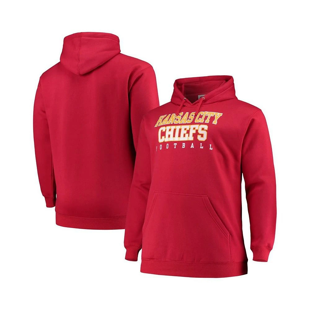 商品Majestic|Men's Red Kansas City Chiefs Big and Tall Stacked Pullover Hoodie,价格¥388,第1张图片