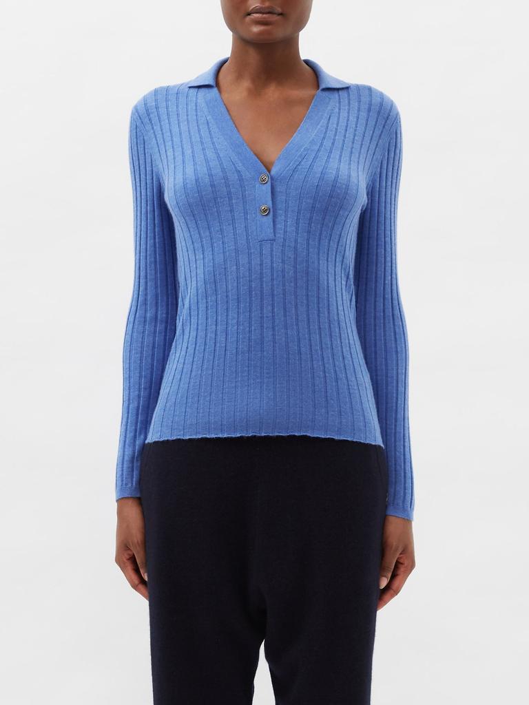 Faya rib-knitted cashmere polo sweater商品第1张图片规格展示