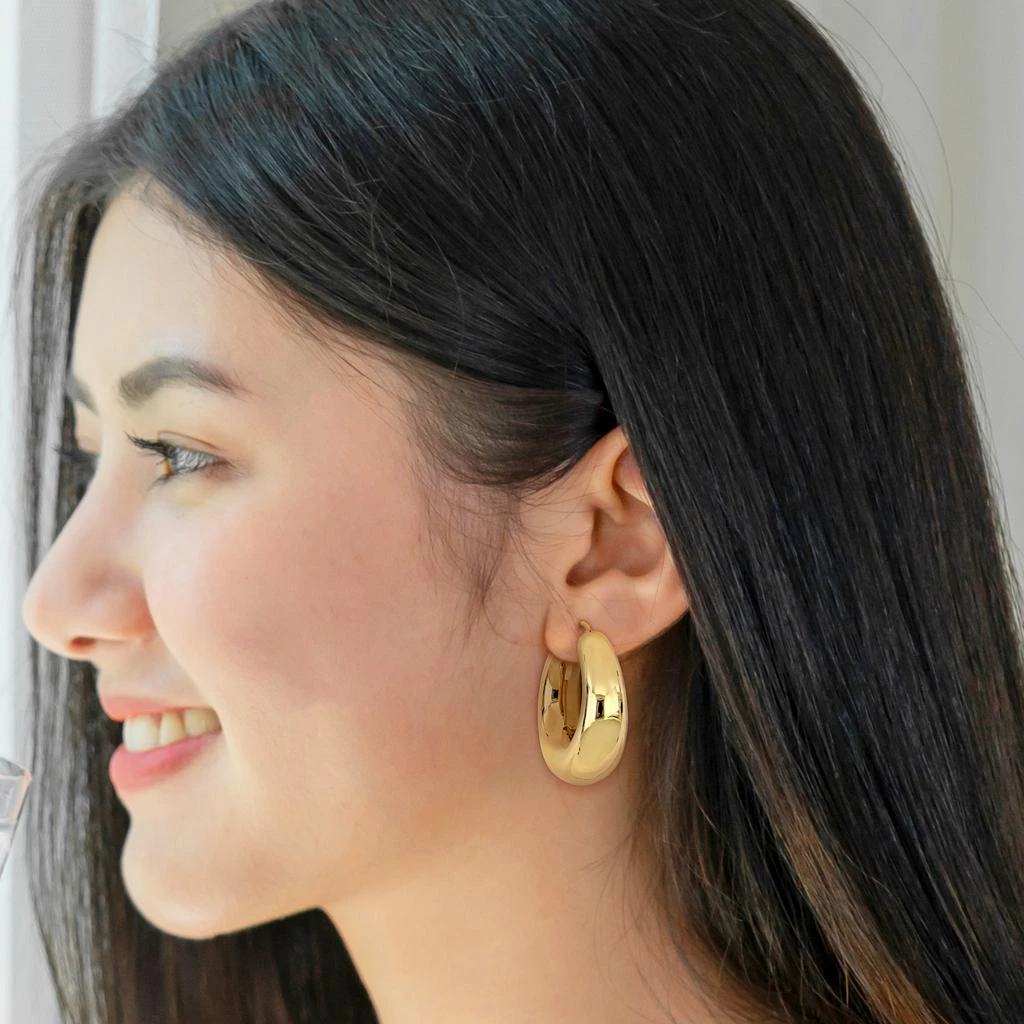 商品Mimi & Max|40 MM Polished Hoop Earrings in Yellow Plated Sterling Silver,价格¥1183,第4张图片详细描述