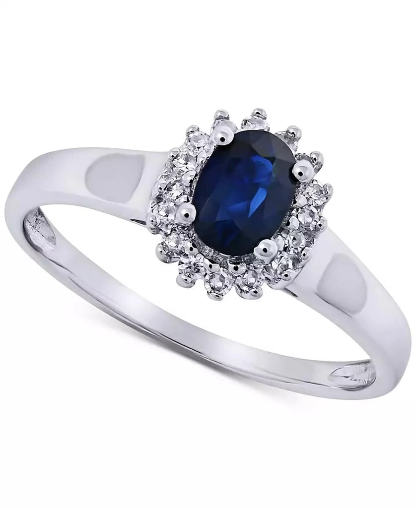 商品Macy's|Sapphire (5/8 ct. t.w.) & Diamond (1/8 ct. t.w.) Statement Ring in 14k White Gold,价格¥2778,第1张图片