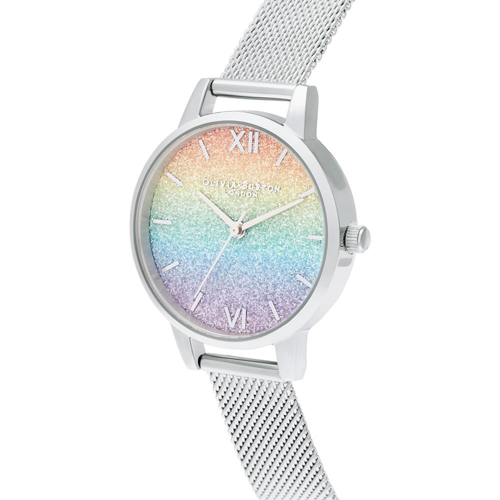 Women's Rainbow Stainless Steel Mesh Bracelet Watch 30mm商品第2张图片规格展示