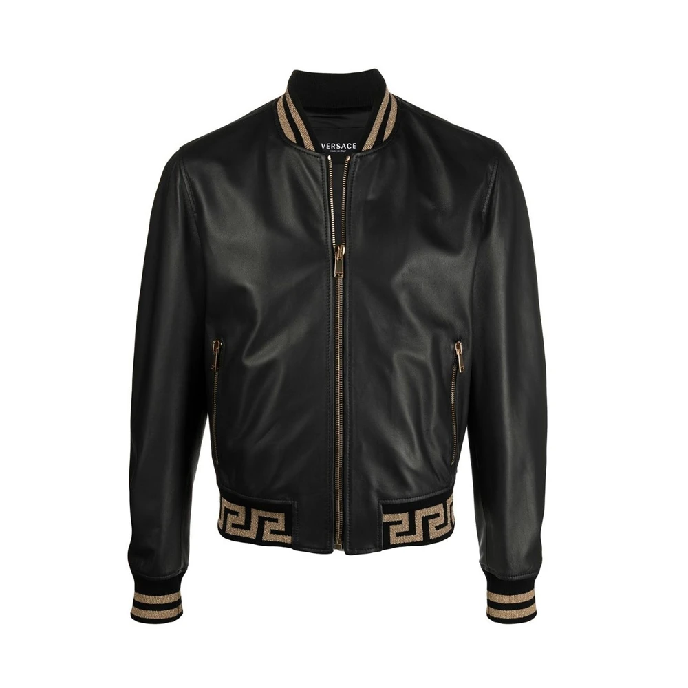 商品[国内直发] Versace|VERSACE 男士黑色纳帕皮革飞行员夹克 A818901-L001762-B150,价格¥18209,第1张图片