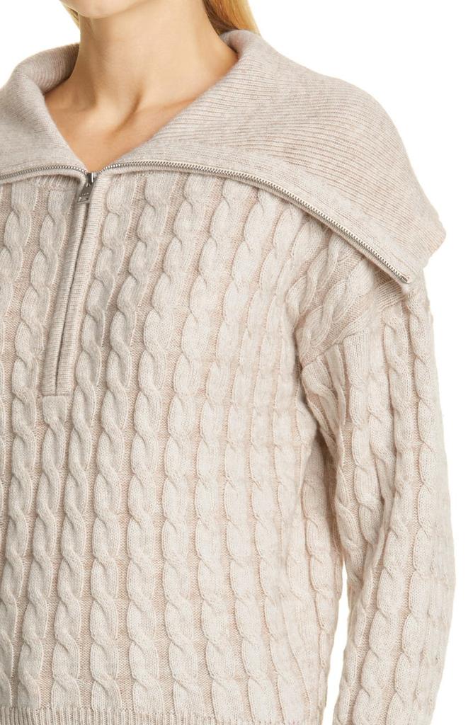 Half Zip Wool Blend Cable Sweater商品第4张图片规格展示