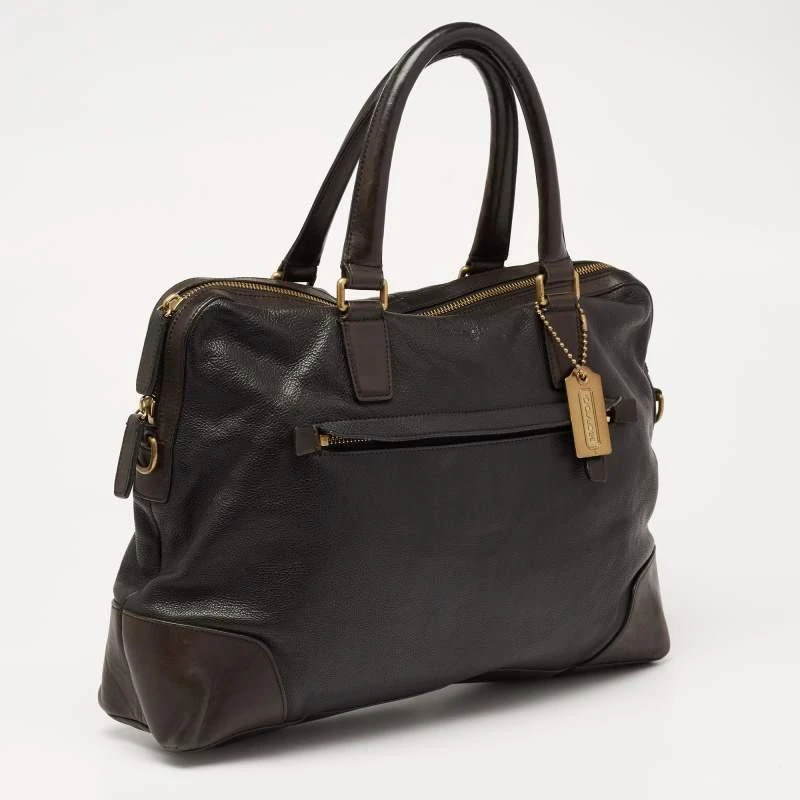 商品[二手商品] Coach|Coach Black/Dark Brown Leather Briefcase Bag,价格¥818,第3张图片详细描述