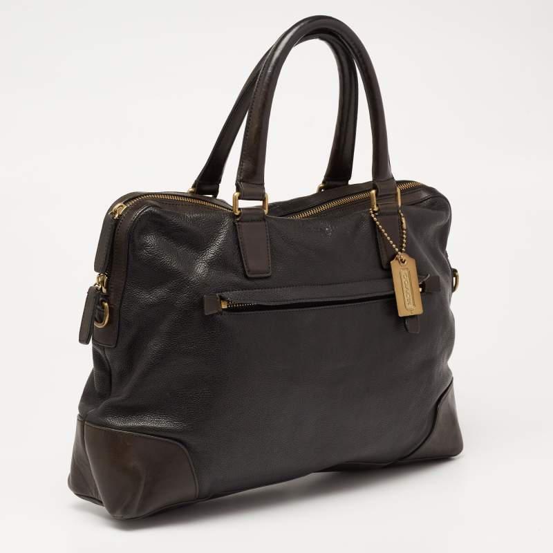 商品[二手商品] Coach|Coach Black/Dark Brown Leather Briefcase Bag,价格¥1311,第5张图片详细描述