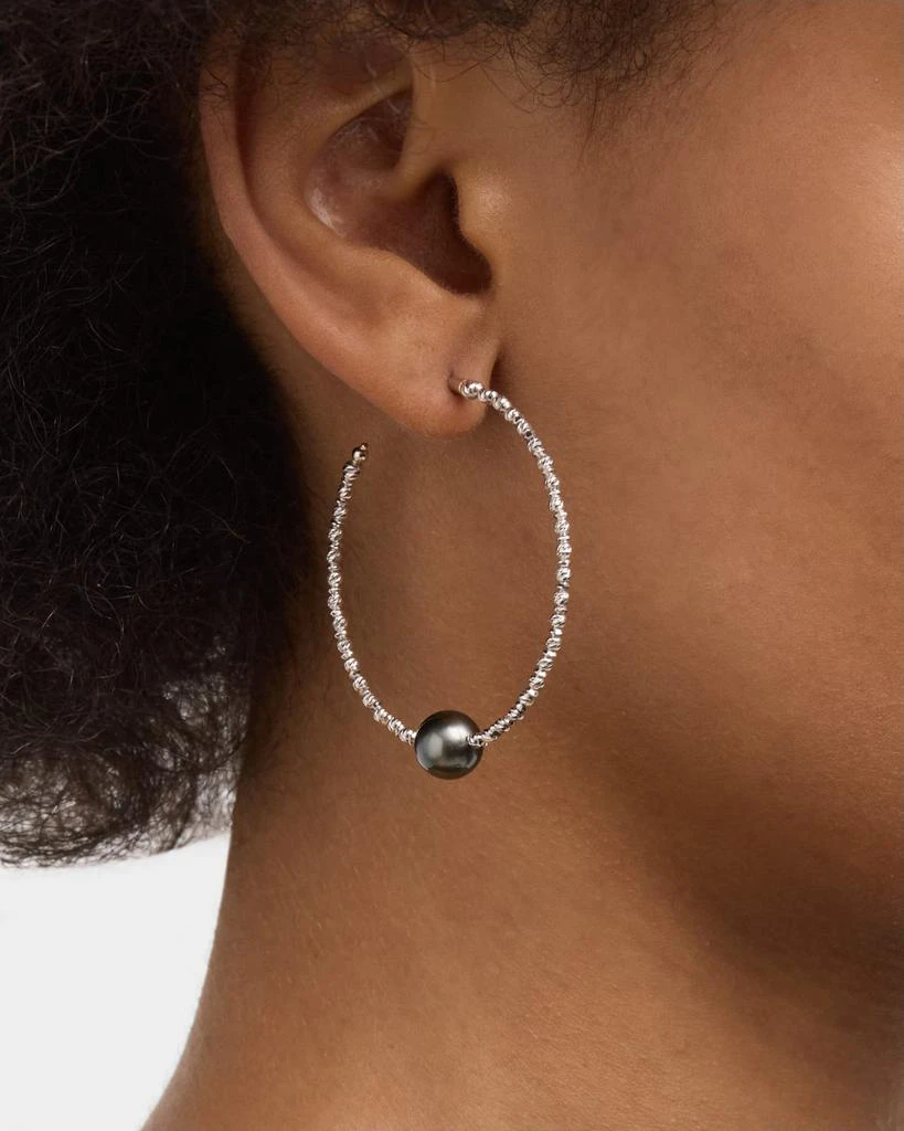 商品Pearls By Shari|18K White Gold Tahitian Pearl Hoop Earrings,价格¥21608,第2张图片详细描述