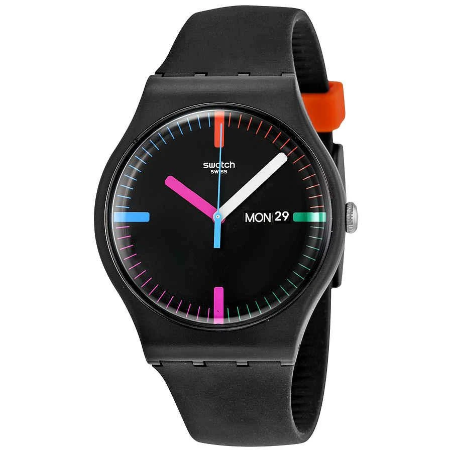 商品Swatch|The Indexter Black Dial Black Silicone Unisex Watch SUOB719,价格¥446,第1张图片