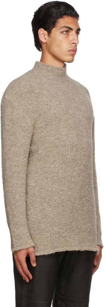 Beige Wool Boucle Funnel Neck Sweater商品第2张图片规格展示