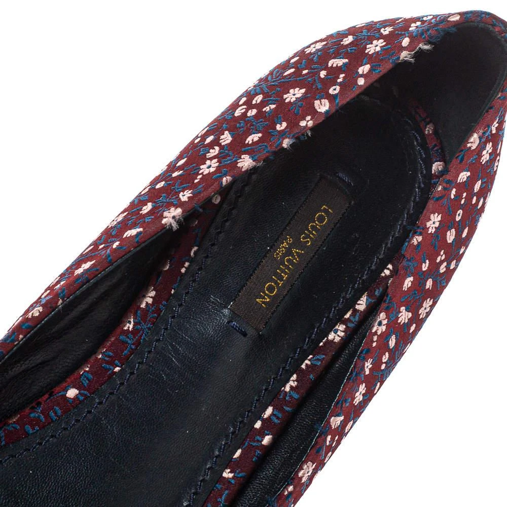 Louis Vuitton Multicolor Print Fabric Catania Floral Peep Toe Flats Size39.5 商品