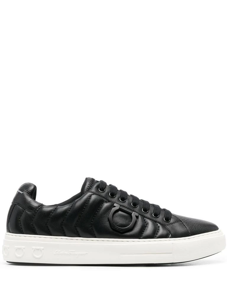 商品Salvatore Ferragamo|Salvatore Ferragamo Men's  Black Leather Sneakers,价格¥5147,第1张图片