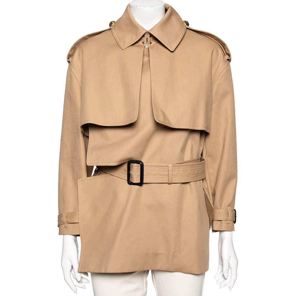 商品[二手商品] Burberry|Burberry Beige Cotton Draped Collar Belted Trench Coat S,价格¥3572,第1张图片