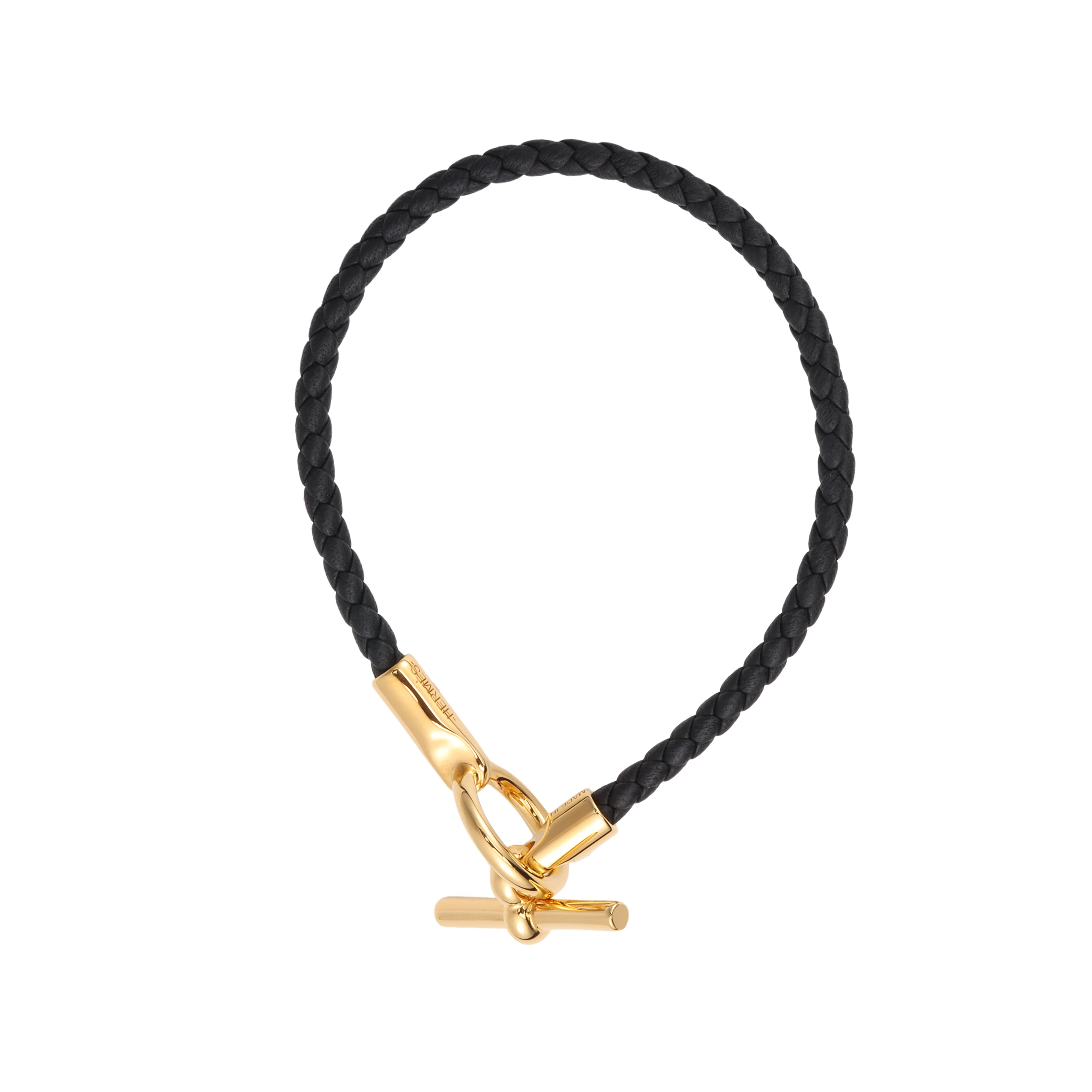 商品[国内直发] Hermes|爱马仕 Glenan 金扣 小牛皮 手链 男女同款情侣款 黑色,价格¥3039,第4张图片详细描述