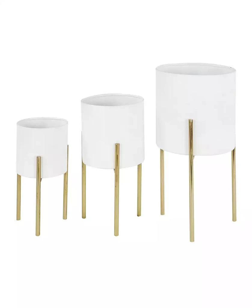 商品Rosemary Lane|Contemporary Style Large Round Metal Planters in Stands, Set of 3,价格¥837,第1张图片