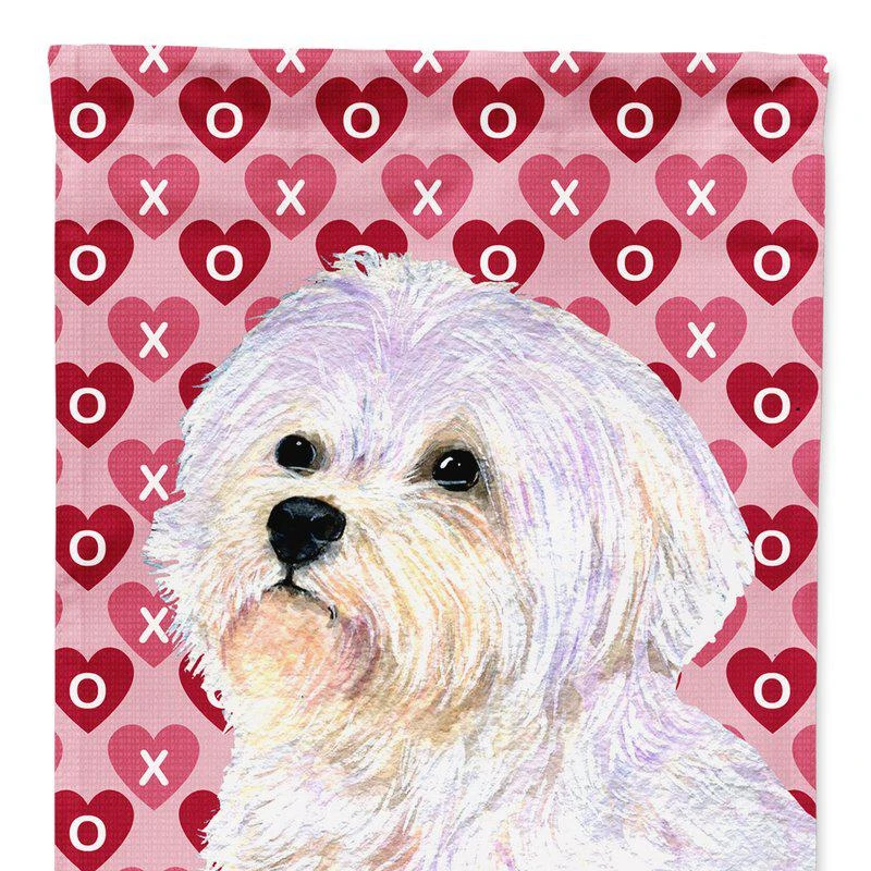 商品Caroline's Treasures|Maltese Hearts Love And Valentine's Day Portrait Garden Flag 2-Sided 2-Ply SS4481GF,价格¥137,第1张图片