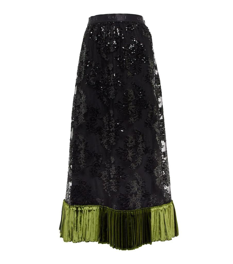 商品Gucci|Sequined lace midi skirt,价格¥36789,第1张图片