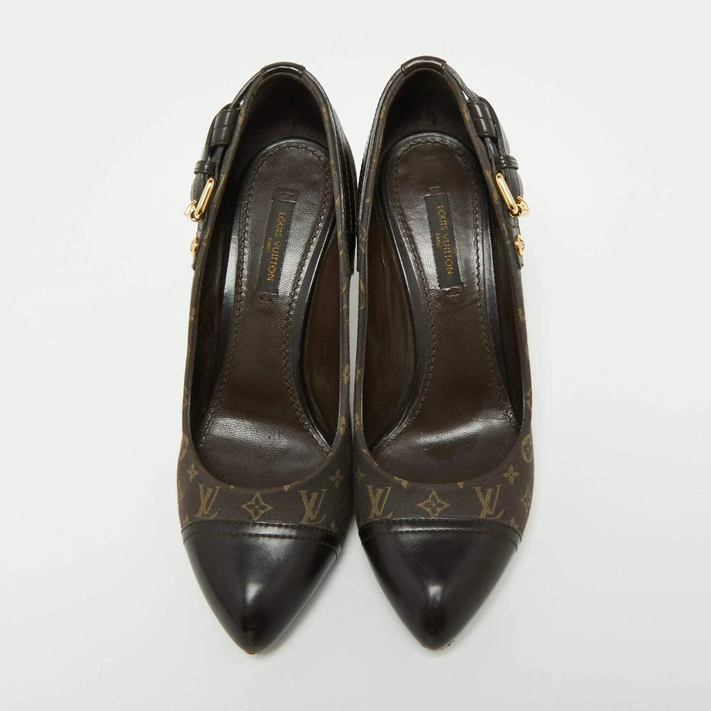 商品[二手商品] Louis Vuitton|Louis Vuitton Brown Monogram Canvas Mini Lin Barbara Leather Cap Pointed Toe Pumps Size 36,价格¥2908,第3张图片详细描述