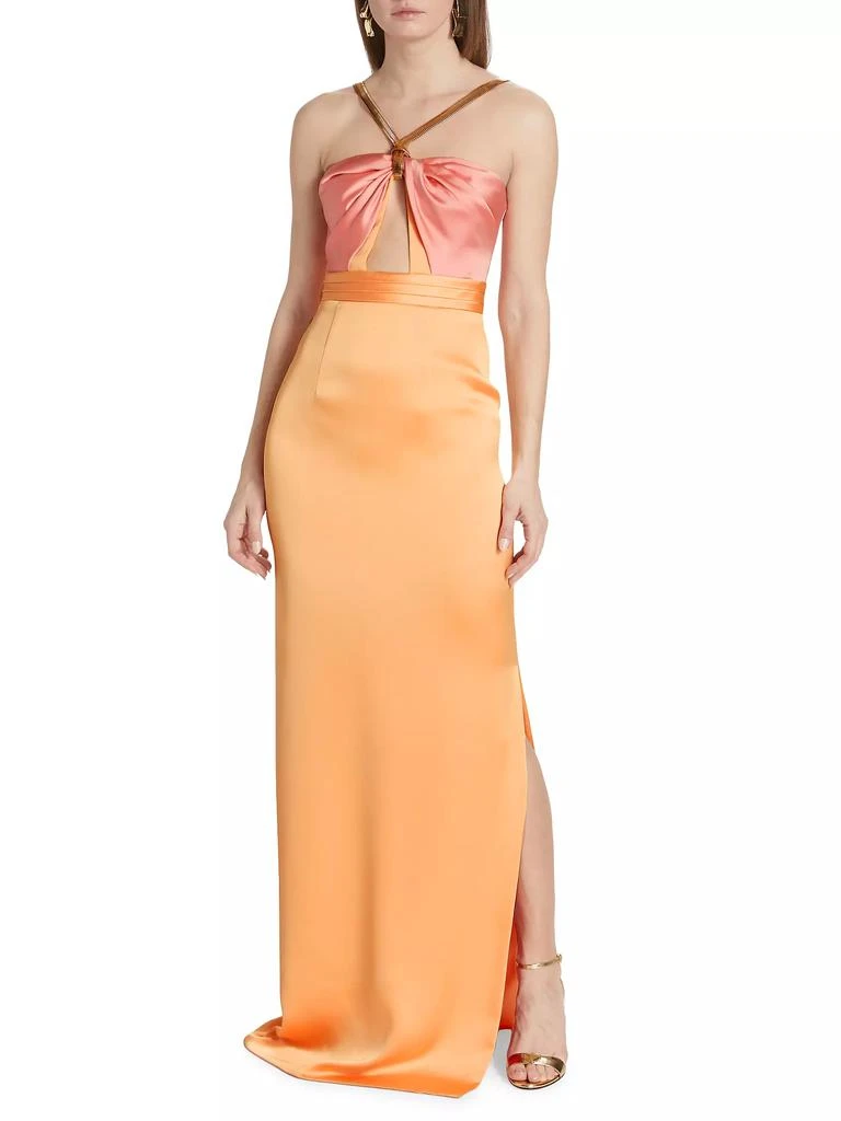 商品Ozgur Masur|Chain Halter Satin Column Gown,价格¥6777,第3张图片详细描述