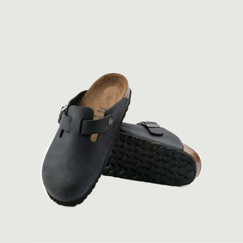 商品Birkenstock|Boston mules in suede leather Black BIRKENSTOCK,价格¥1041,第4张图片详细描述