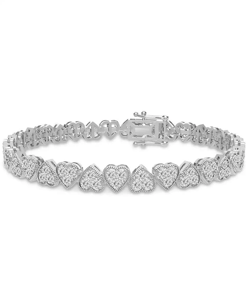 商品Macy's|Diamond Heart Link Bracelet (1 ct. t.w.) in 10k White Gold,价格¥9421,第1张图片