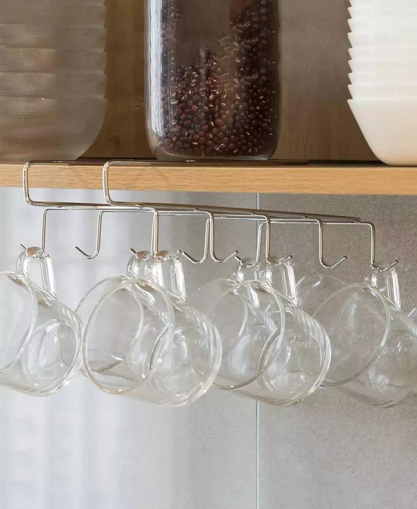 商品Basicwise|Cup Rack Under Shelf, Kitchen Utensil Drying Hooks,价格¥246,第4张图片详细描述