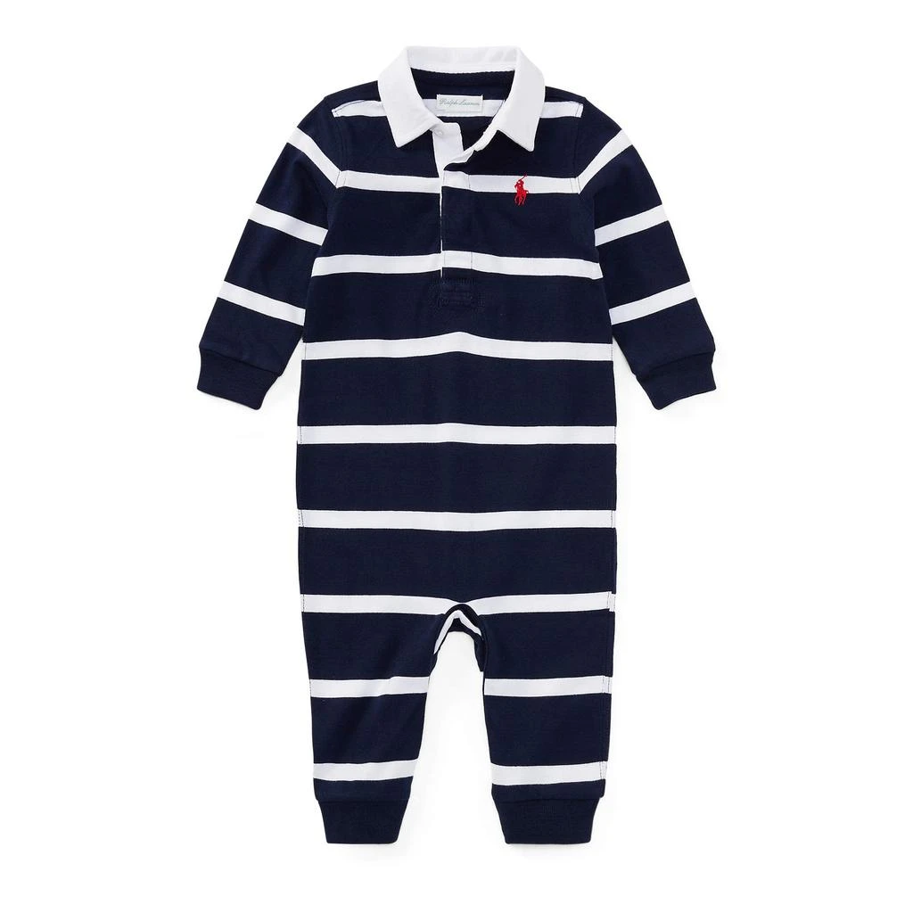 商品Ralph Lauren|Striped Cotton Rugby Coverall (Infant),价格¥294,第1张图片