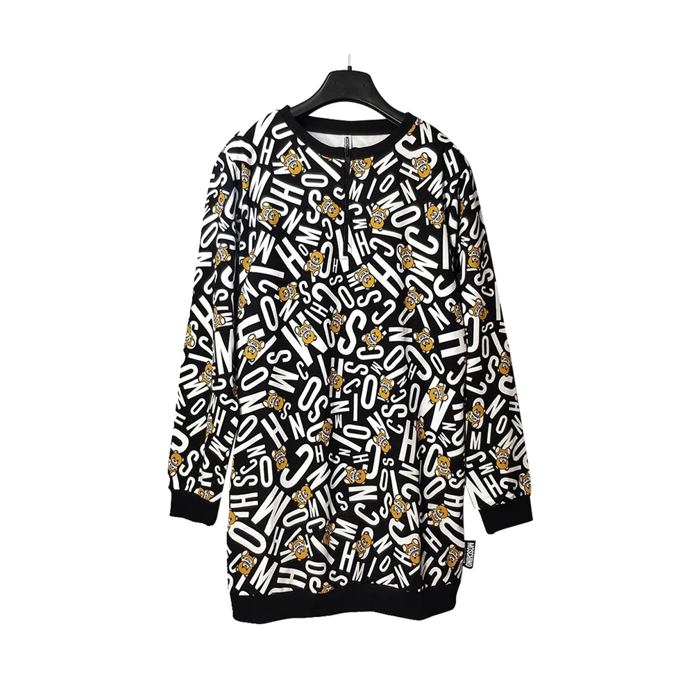 商品Moschino|MOSCHINO 女士黑色棉质长款卫衣 ZT1718-9005-1555,价格¥488,第1张图片