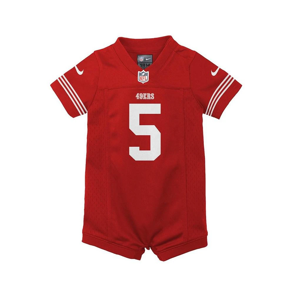 商品NIKE|Infant Girls and Boys Trey Lance Scarlet San Francisco 49ers Romper Game Jersey,价格¥298,第2张图片详细描述