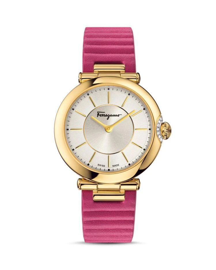 商品Salvatore Ferragamo|Salvatore Style Yellow Gold Ion-Plated Stainless Steel and Leather Watch, 36mm,价格¥12682,第1张图片