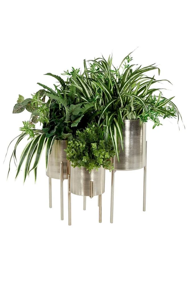 商品WILLOW ROW|Silvertone Metal Contemporary Planter with Removable Stand - Set of 3,价格¥758,第2张图片详细描述
