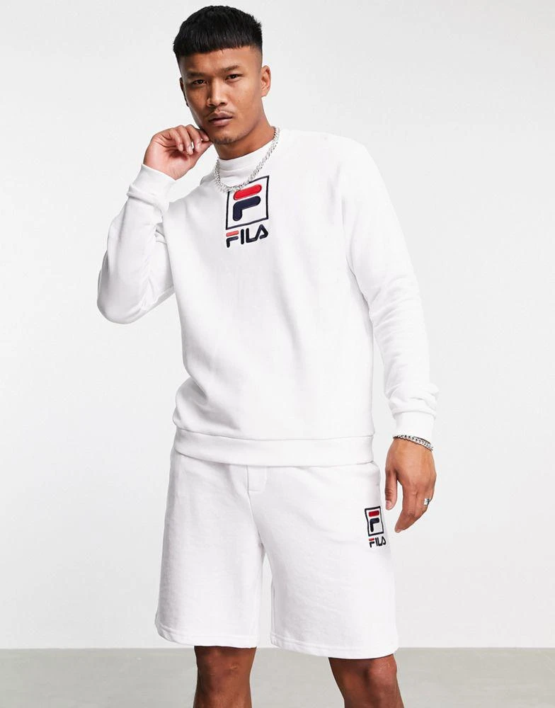 商品Fila|Fila large box logo sweatshirt in white exclusive to ASOS,价格¥333,第3张图片详细描述