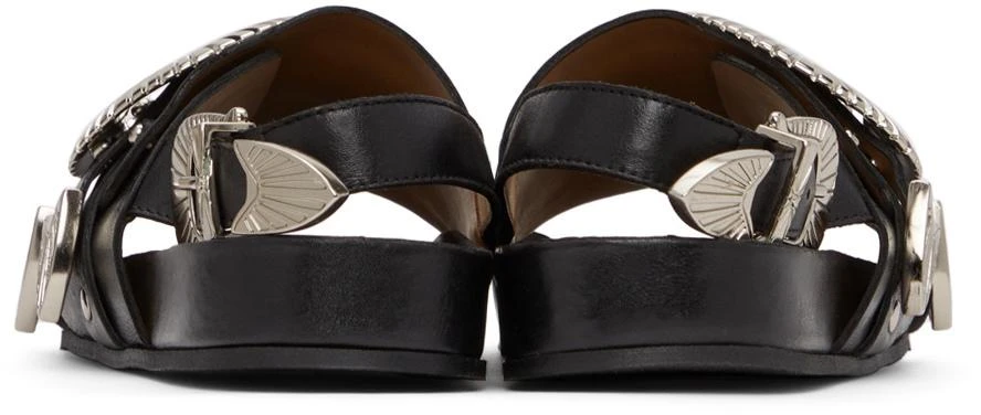 Toga Pulla SSENSE Exclusive Black Oversized Buckle Flat Sandals 4