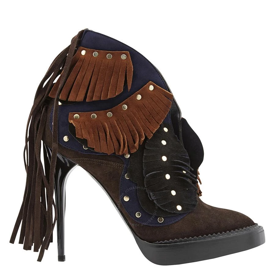 商品Burberry|Lilybell Embroidered 120 V-cut Fringed Ankle Boots,价格¥1318,第1张图片