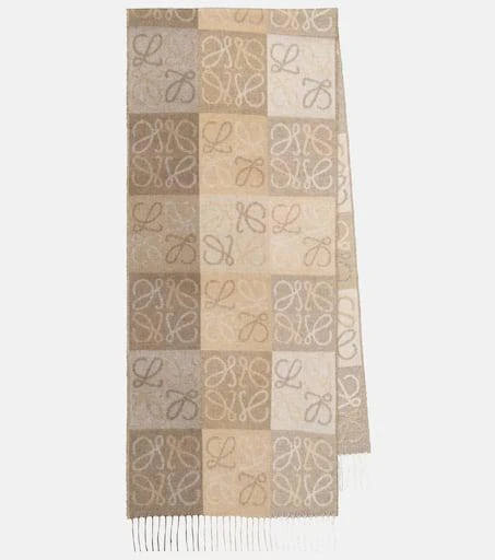 商品Loewe|罗意威老花Anagram拼色羊毛羊绒围巾,价格¥3338,第1张图片