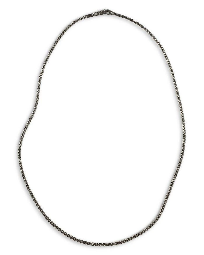 商品John Hardy|Men's Classic Chain Silver 2.7mm Box Chain Necklace with Satin Matte Black Rhodium, 24",价格¥3201,第1张图片详细描述