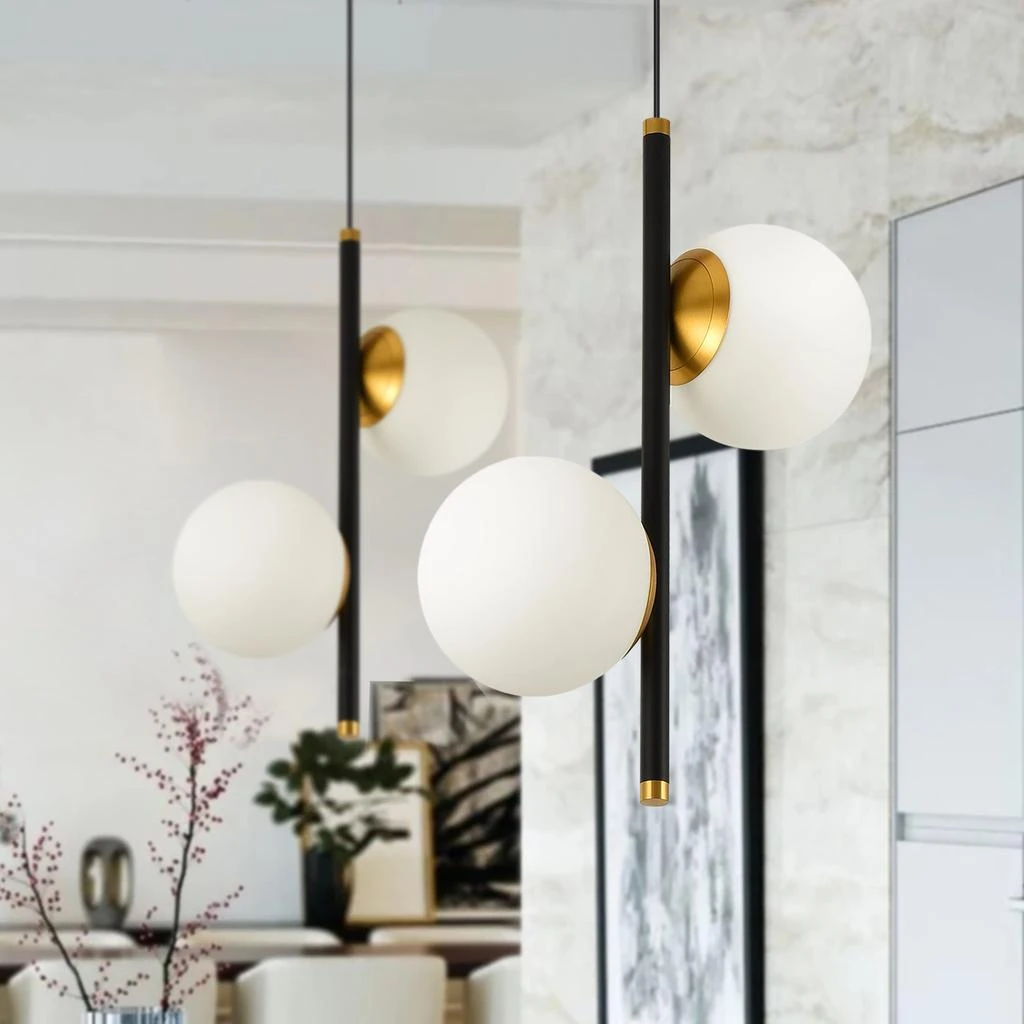 商品VONN Lighting|Capri VCP2202BL 11" 2-Light Integrated LED Height Adjustable Black Pendant Lighting with Glass Shades,价格¥1660,第3张图片详细描述
