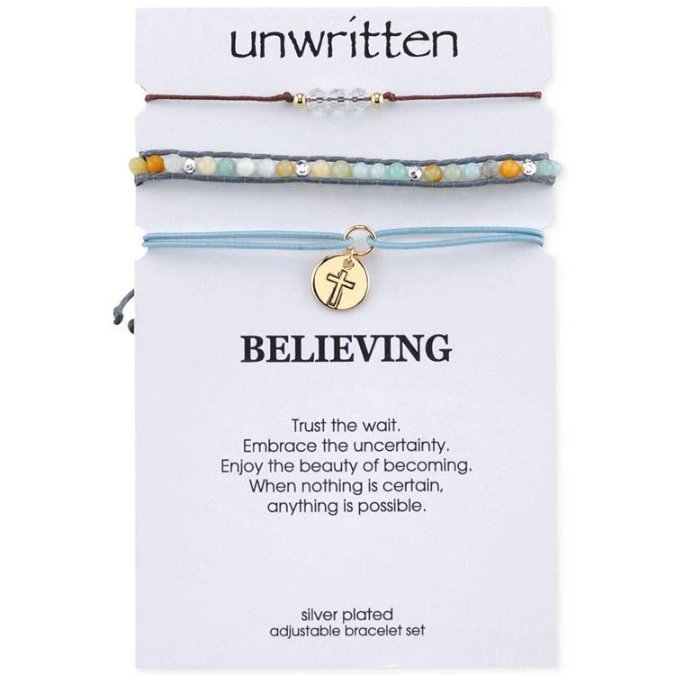 商品Unwritten|Gold-Tone 3-Pc. Set of Bead & Cord Slider Bracelets,价格¥105,第1张图片