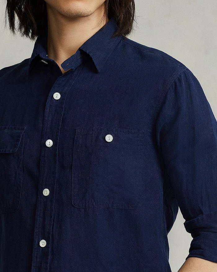 商品Ralph Lauren|Linen & Silk Solid Custom Fit Button Down Utility Shirt,价格¥534,第4张图片详细描述