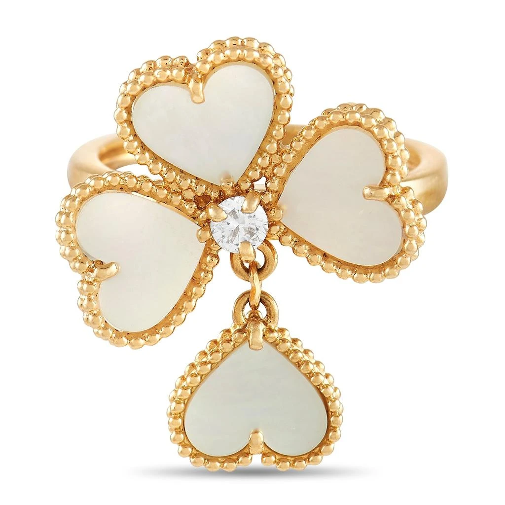 商品[二手商品] Van Cleef & Arpels|Van Cleef & Arpels Sweet Alhambra 18K Yellow Gold Diamond and Mother of Pearl Effeuillage Ring,价格¥31499,第3张图片详细描述