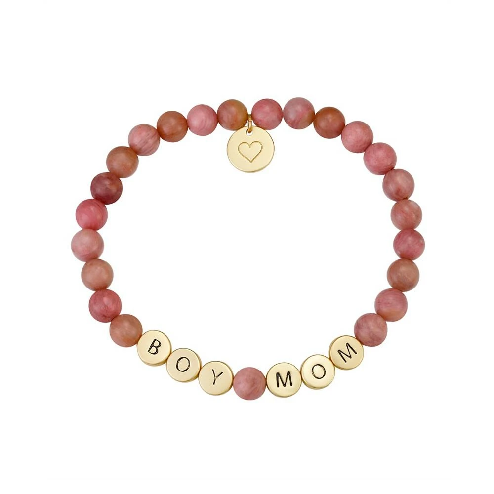 商品Unwritten|14K Gold Flash-Plated Rhodochrosite Boy Mom Heart Charm Stretch Bracelet,价格¥189,第1张图片